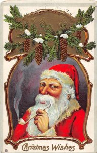 J24/ Santa Claus Christmas Postcard c1910 Smoking White Pipe 111