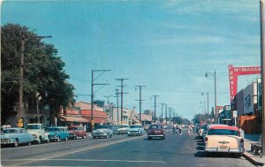 1950s Lancaster California Business Section autos Columbia Postcard 26-477