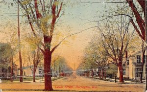 BURLINGTON WISONSIN~LEWIS STREET-RESIDENTIAL AREA 1910s POSTCARD