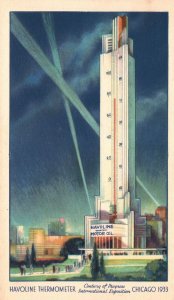Vintage Postcard 1910's Havoline Tallest Thermometer Waxfree Motor Oil Chicago