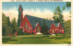 Vintage Postcard 1920's View of Calvary Church Fletcher North Carolina NC