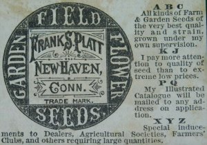 1870s-80s Frank S. Platt, New Haven, CT Seeds Engraved Print Ad L14