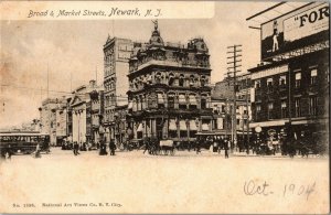 Broad and Market Streets, Newark NJ Undivided Back Vintage Postcard I75