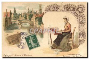 Postcard Old Lace Bruges lace The Green Quay