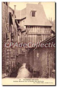 Old Postcard CAUDEBEC En Caux Old Houses On The River St. Gertrude