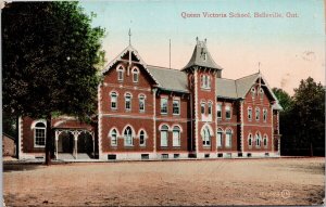 Queen Victoria School Belleville ON c1912 Point Au Carr NB Cancel Postcard H53