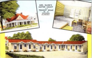 Roanoke, AL Alabama MRS BAIRD'S MOTOR COURT Roadside Motel~Tourist Home Postcard