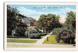 South Watertown Street Waupun Wisconsin 1920s postcard