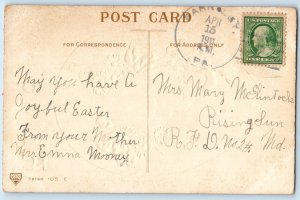 1911 Easter Hatched Egg Little Chick Flowers Embossed Rising Sun MD Postcard