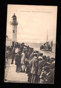 017523 LIGHTHOUSE & pier in TREPORT FRANCE Vintage PC