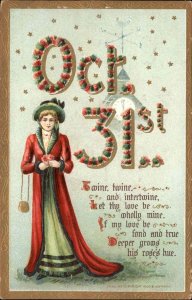 Halloween Pretty Woman & Poem Hofmann 2097 c1910 Postcard bnhs EXC COND