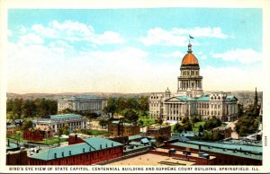 Illinois Springfield Birds Eye View State Capitol Centennial Building and Sup...