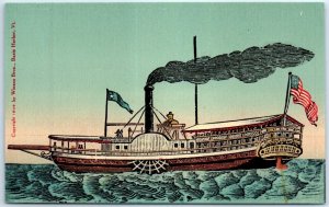 Postcard - The first Steamboat on Lake Champlain - Vermont