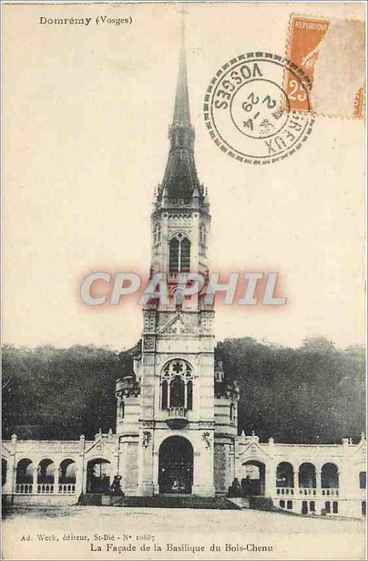 Old Postcard Domremy Vosges Facade of the Basilica of the Bois Cheau