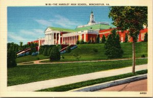 Vtg Winchester Virginia VA Handley High School 1930s Linen Postcard