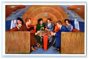 Interior Sky Lounge Dc-6 Deltaliner Delta Plane Airplane Postcard (FY3)