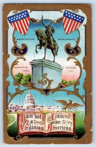 Chicago Illinois Postcard Washington Monument Park Embossed 1910 Vintage Antique