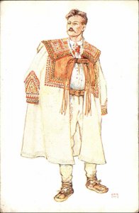 A/S Kirin Peasant from Turopolji Croatia Ethnic Costume c1910 Vintage Postcard