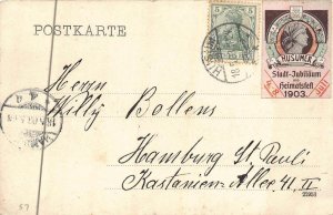 HUSUM GERMANY ASMUS WOLDSEN BRUNNEN HUSUMER JUBILEE POSTER STAMP POSTCARD 1903