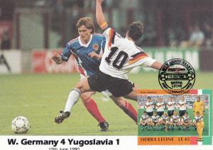 West Germany 4 Yugoslavia 1 World Cup 1990 Limited Edition Stamp Postcard