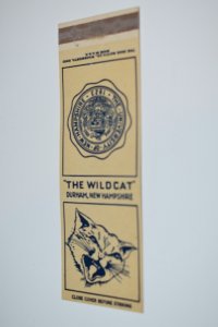 University of New Hampshire Durham Wildcat 20 Strike Matchbook Cover