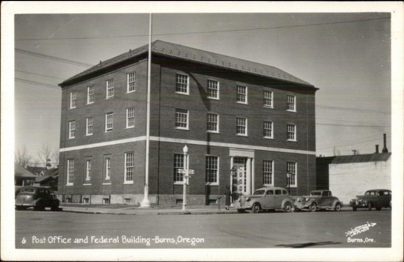 Burns OR Post Office & Federal Building Real Photo Postcard