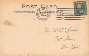 Early Car, Coney Island, Brooklyn, N.Y., 1909 Real Photo Postcard, Unused