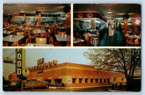 1958 New Castle Delaware Postcard Clemente's Cafeteria Official Greyhound Rest