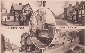 Old Bicycle Greetings From Wem Shropshire Grove Rd Mill Street Postcard