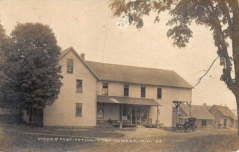 Canaan NH Store & Post Office Old Car RPPC Postcard