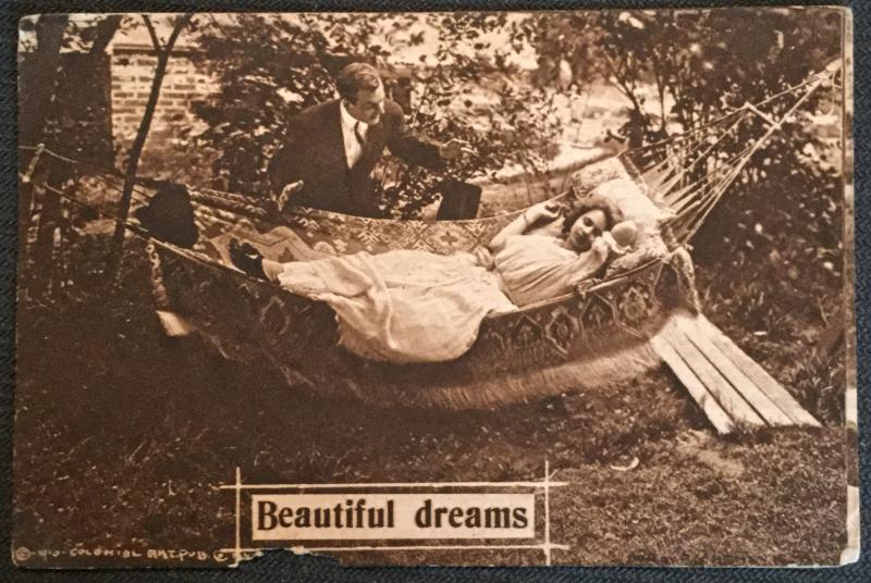 Vintage Postcard Used Couple Hammock “ Beautiful Dreams.” LB