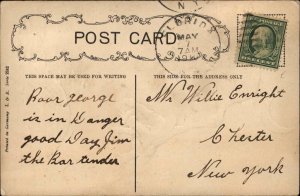 Stork w/ George Washington in Beak Over Earth Globe c1910 Postcard