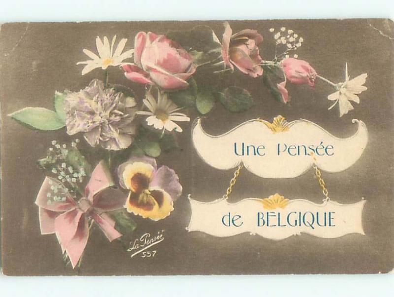 Very Old Foreign Postcard BEAUTIFUL FLOWERS SCENE AA4307