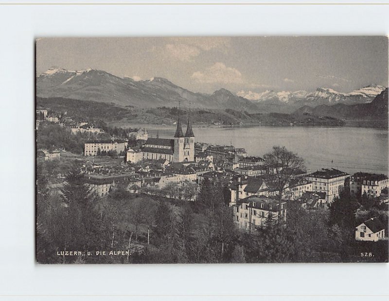 Postcard Luzern U. Die Alpen Lucerne Switzerland