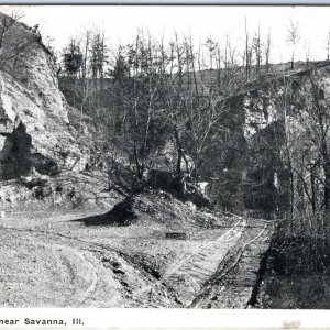 c1900s Savanna, IL Stone Quarry Postcard Granite Mine? RARE ILL A88