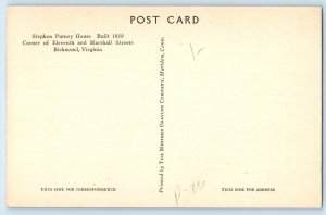 c1940 Richmond Virginia Postcard Stephen Putney House Corner Eleventh Marshall