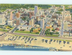 Unused Linen AERIAL VIEW OF TOWN Memphis Tennessee TN F8988