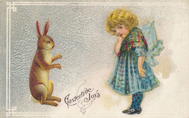 Easter Greetings - Rabbit and Cute Girl - RPO NY & SALA 1912 - DB