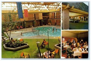 c1950's Red Oak Inn Brandon Manitoba Canada Pool Dining Multiview Postcard