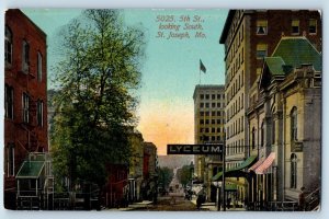 St. Joseph Missouri Postcard 5th St. Looking South Exterior View Building c1910