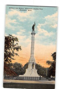 Muskegon Michigan MI Postcard 1913 Hackley Park Monument