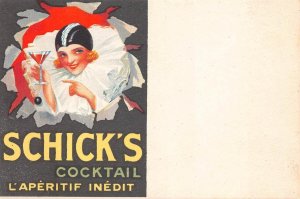 SCHICK'S COCKTAIL APERTIF WOMAN BELGIUM ALCOHOL ADVERTISING POSTCARD (c.1920s)