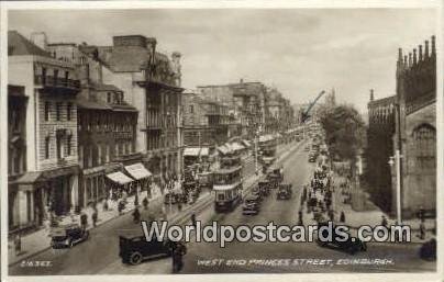 West End Princes Street Edinburgh Scotland, Escocia Writing on back 