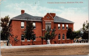 Toronto Street School Medicine Hat Alberta AB c1919 Postcard H58