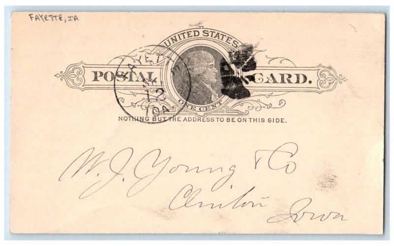 1890 Lumber Order Geoh Davis & Co. Fayette Iowa IA Clinton IA Postcard
