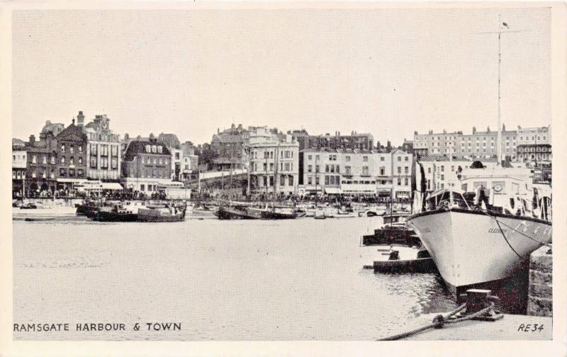 RAMSGATE KENT UK HARBOUR & TOWN~LINCOLN GREEN PUBL POSTCARD