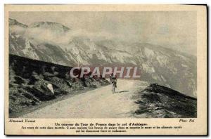 Postcard Old Bike Cycle Cycling A rider of the Tour de France in the Col d & ...