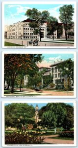 3 Postcards GALESBURG, Illinois IL~ Knox College HIGH SCHOOL Standish Park 1920s