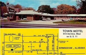 AL, Birmingham, Alabama, Town Motel, Map, Dexter Press No. 53220-B