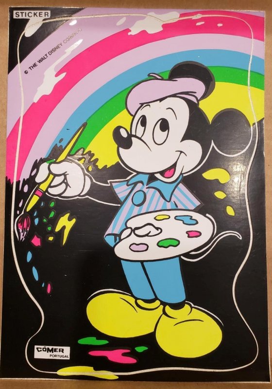 MICKEY MOUSE Sticker Postcard PAINTING PALETTE Neon Colors Disney ~ 4x6